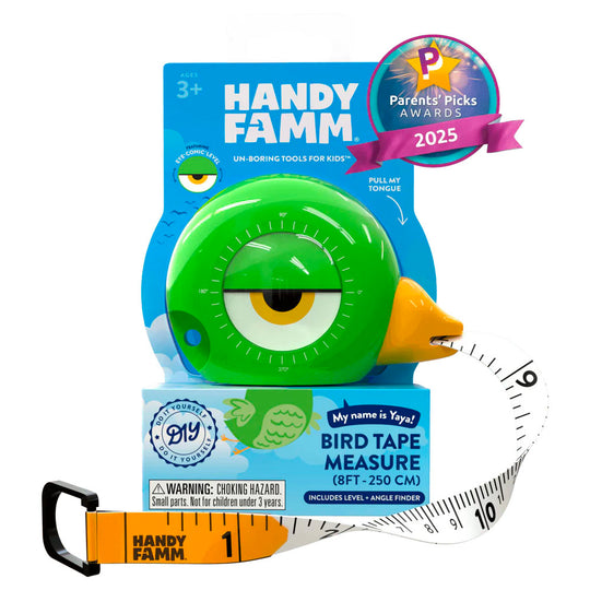 3-in-1 Bird Tape Measure, Level, and Angle Finder - Yaya the Green Bird