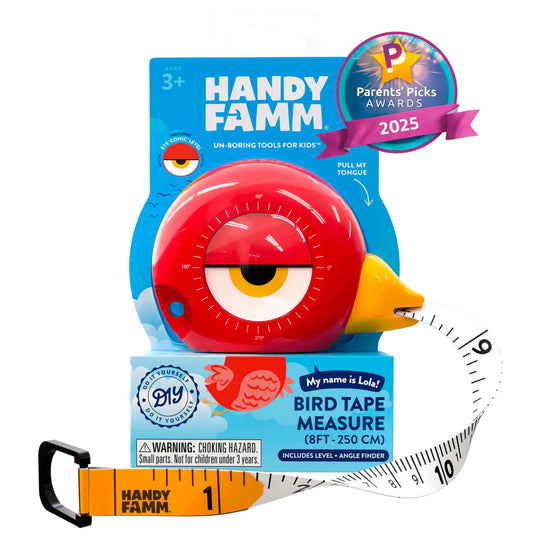 3-in-1 Bird Tape Measure, Level, and Angle Finder - Lola the Red Bird