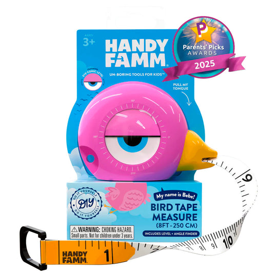 3-in-1 Bird Tape Measure, Level, and Angle Finder - Bebe the Pink Bird